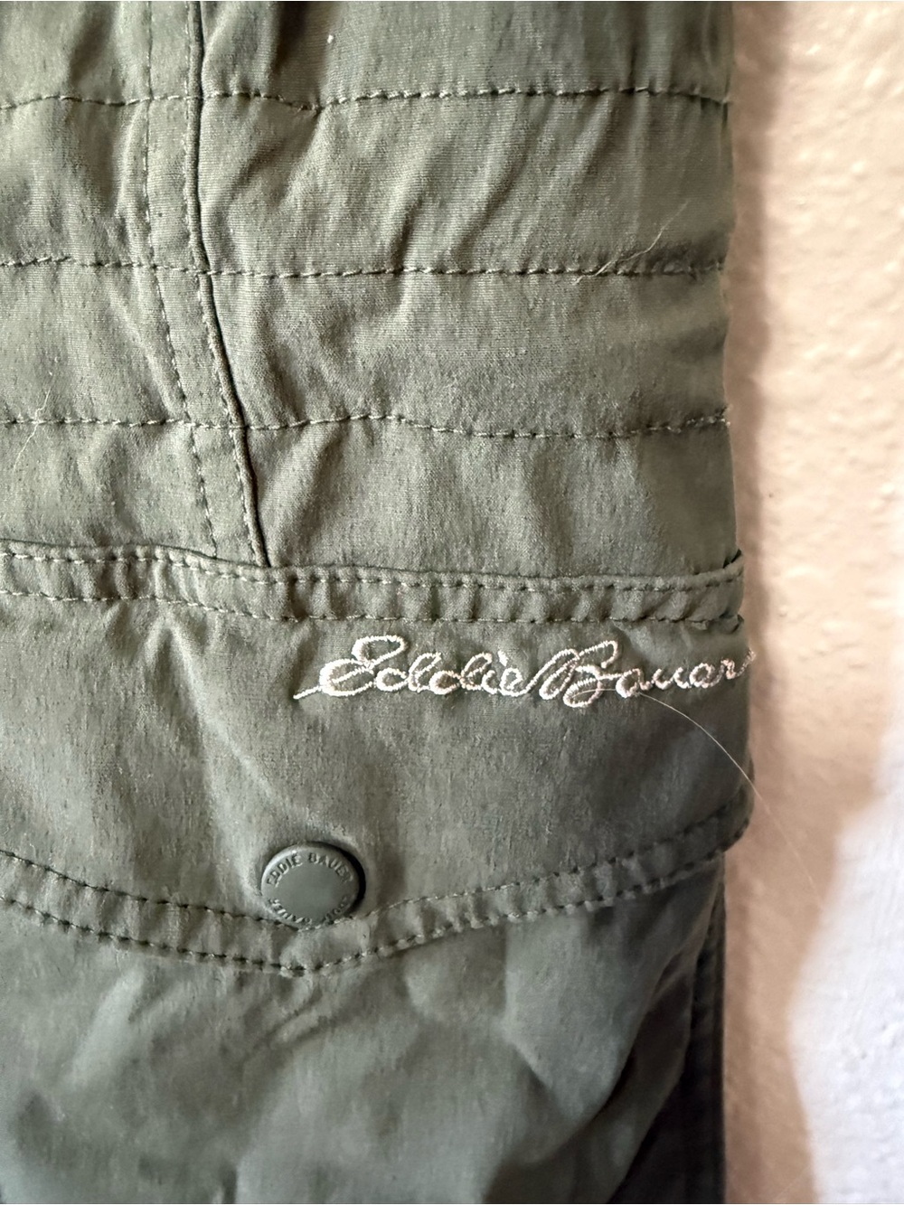 Eddie Bauer Olive Green Lightweight Hooded Anorak Jacket - Picture 3 of 5